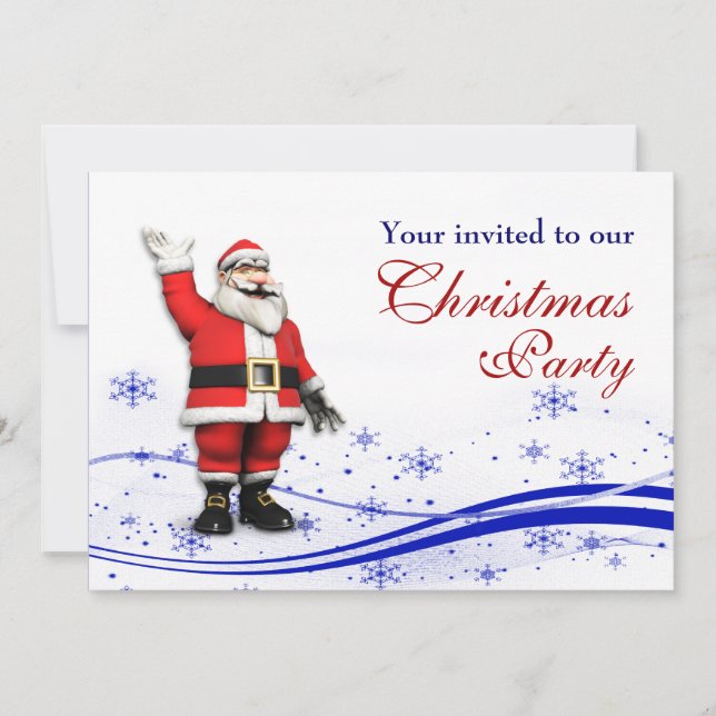 Cartoon Santa Claus Christmas Party Invitation (Front)