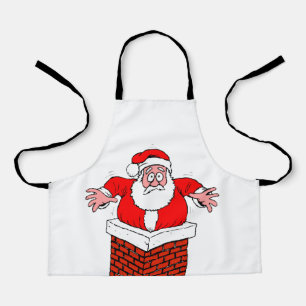 cartoon Santa Claus got stuck in the chimney Apron