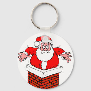 cartoon Santa Claus got stuck in the chimney Keychain