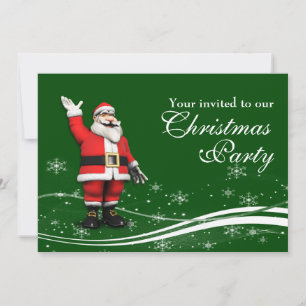 Cartoon Santa Claus & Mouse Christmas Party Invitation