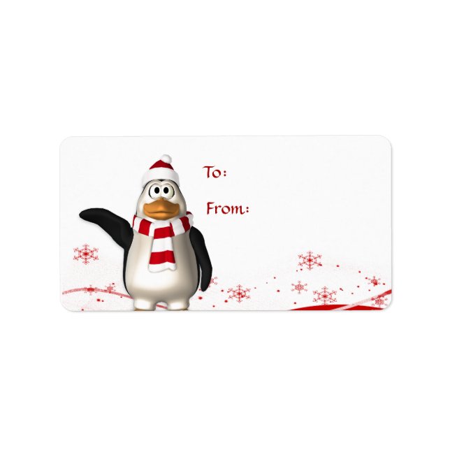 Cartoon Santa Claus Penguin Christmas Gift Tag (Front)