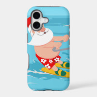 Cartoon Santa Claus water skiing