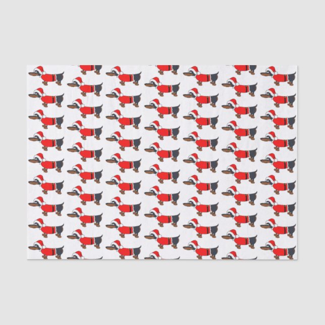 Cartoon Santa Dachshund Dog Christmas Tissue Paper (Front)