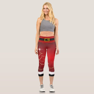 Cartoon Santa pattern, cute Christmas, Holiday v2 Capri Leggings