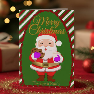 Cartoon Santa With Cookies Folded Holiday Card
