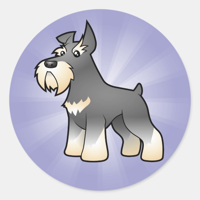 Cartoon Schnauzer Classic Round Sticker (Front)