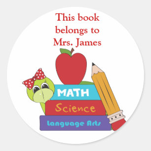Cartoon School Books Book Plate Stickers
