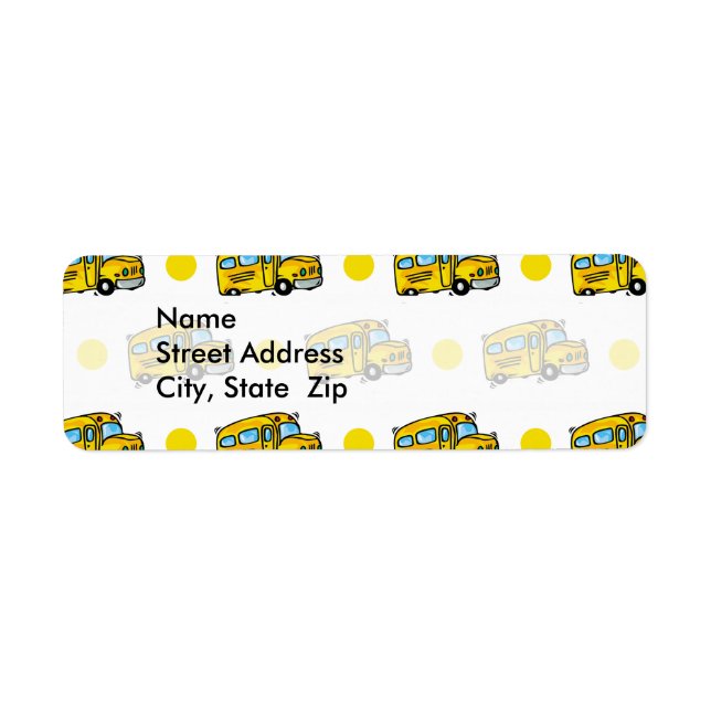 Cartoon School Bus, Yellow & White Polka Dots (Front)