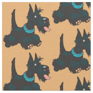 Cartoon scottish terrier fabric