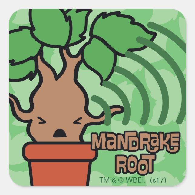 Cartoon Screaming Mandrake Character Art Square Sticker (Front)
