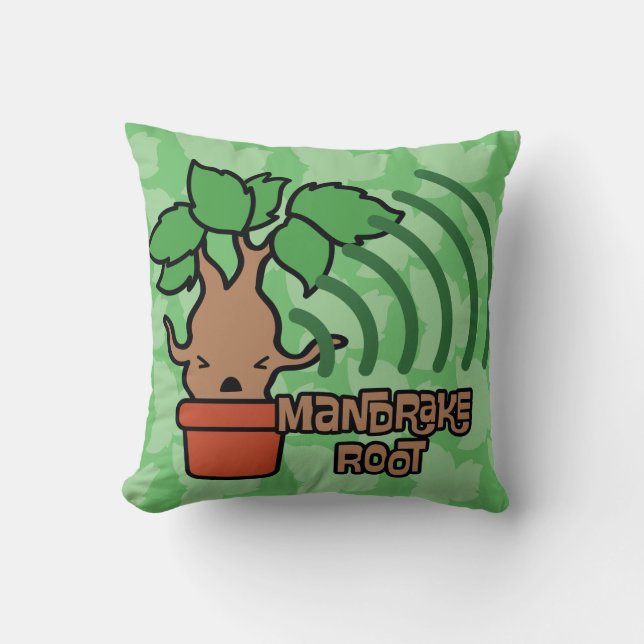 Cartoon Screaming Mandrake Character Art Throw Pillow (Front)
