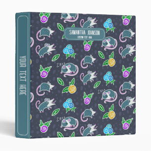 Cartoon Screaming Possum & Flowers Personalized Binder