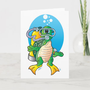 Cartoon Scuba Turtle Card