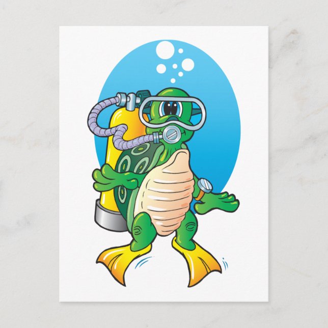 Cartoon Scuba Turtle Postcard (Front)