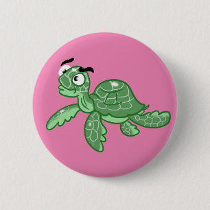 Cartoon Sea Turtle 2 Inch Round Button
