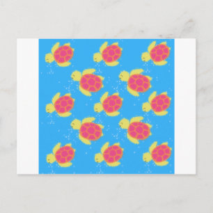 Cartoon Sea Turtle Pattern Postcard