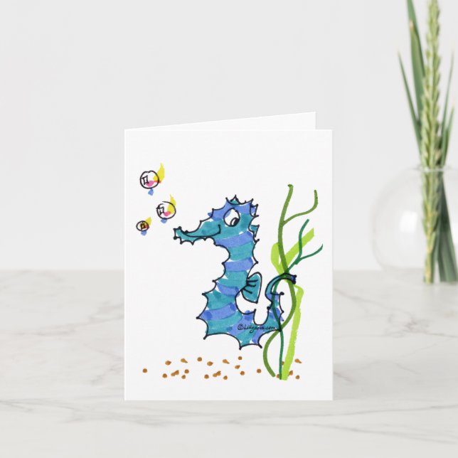 Cartoon Seahorse Cute Card (Front)