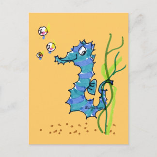 Cartoon Seahorse Cute Fish Postcard