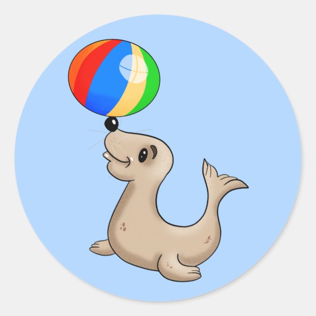 Cartoon Seal Playing with Ball (Front)
