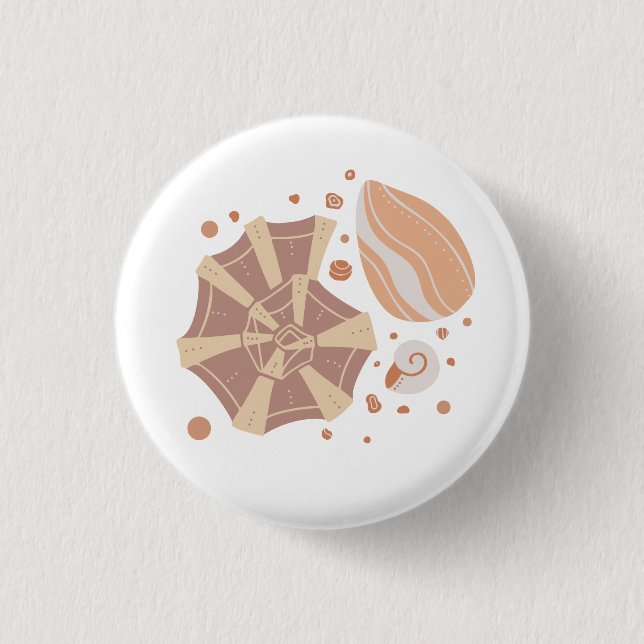Cartoon seashell with doodle ornament   1 inch round button (Front)