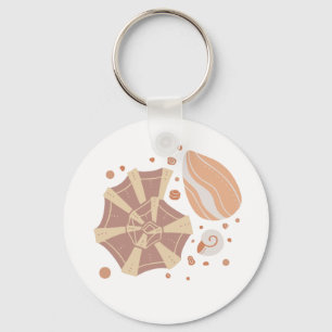 Cartoon seashell with doodle ornament   keychain
