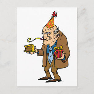 cartoon senior citizen man postcard