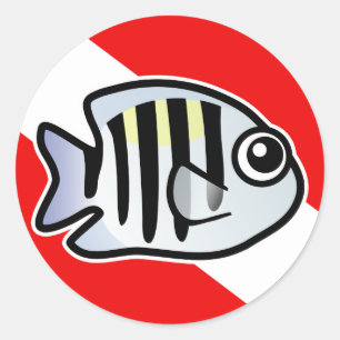 Cartoon Sergeant Major Dive Flag Classic Round Sticker