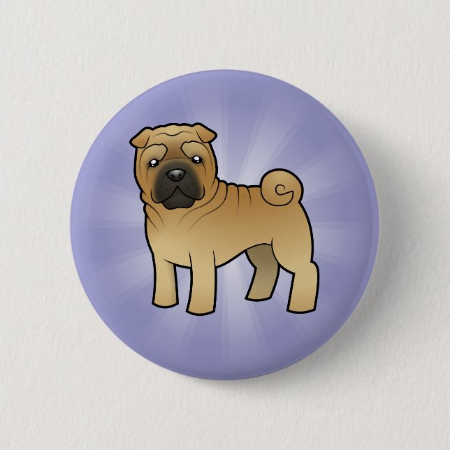 Cartoon Shar Pei 2 Inch Round Button (Front)