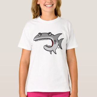 Cartoon Shark Girls Ringer T-Shirt