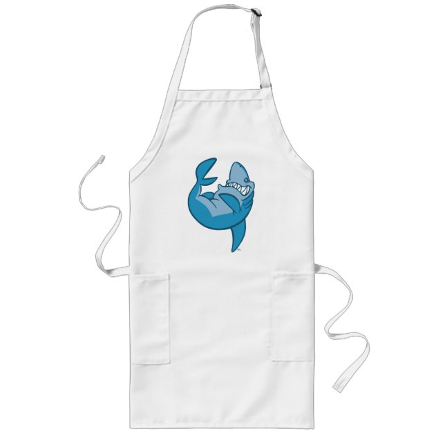 Cartoon Shark rolling back laughing Apron (Front)