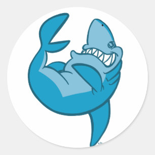 Cartoon Shark rolling back laughing Sticker