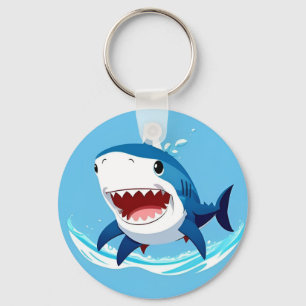 Cartoon Shark Swimming Underwater Keychain