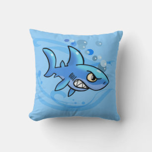 Cartoon Shark Throw Pillow