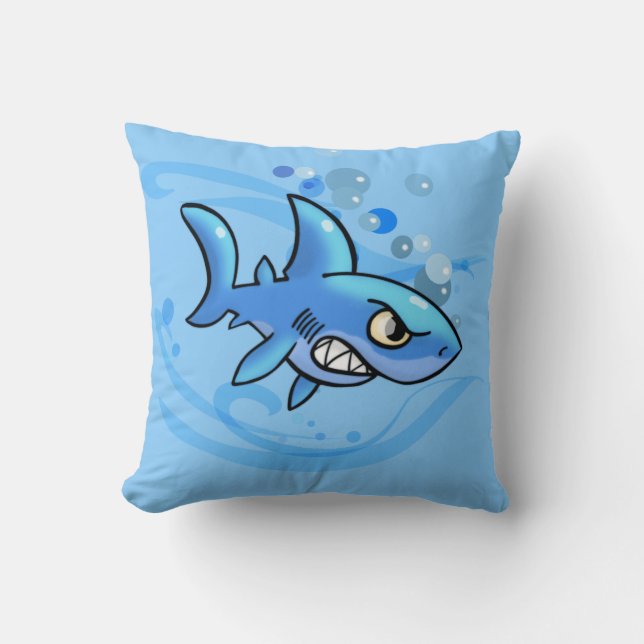 Cartoon Shark Throw Pillow (Front)