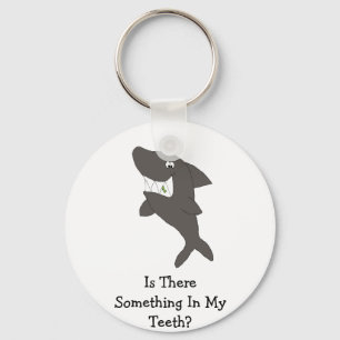 Cartoon Shark With Food In Teeth Keychain