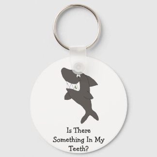 Cartoon Shark With Food In Teeth Keychain