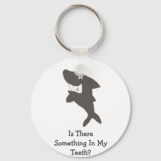Cartoon Shark With Food In Teeth Keychain (Front)