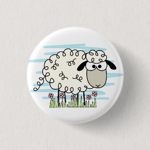 Cartoon Sheep 1 Inch Round Button