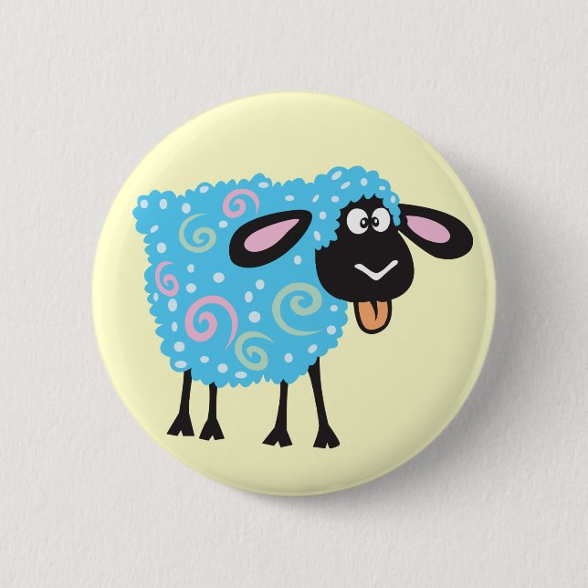 cartoon sheep 2 inch round button (Front)
