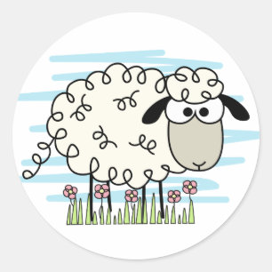 Cartoon Sheep  Button Classic Round Sticker