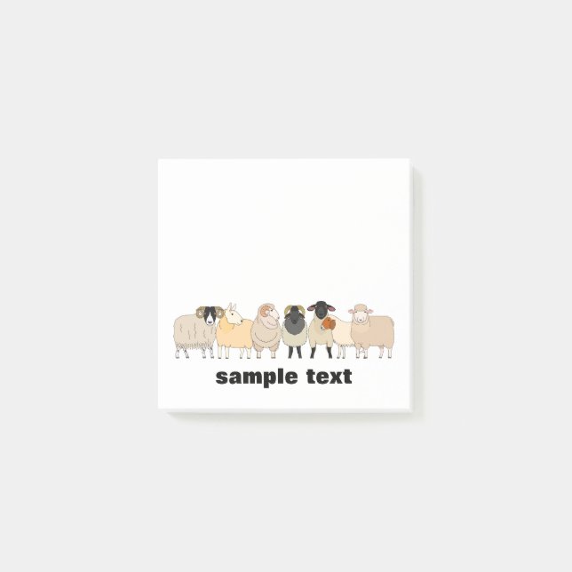 cartoon sheep group post it. post-it notes (Front)