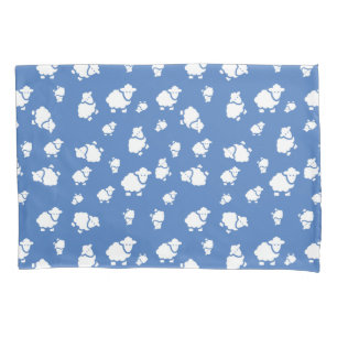Cartoon Sheep on blue background Pillowcase