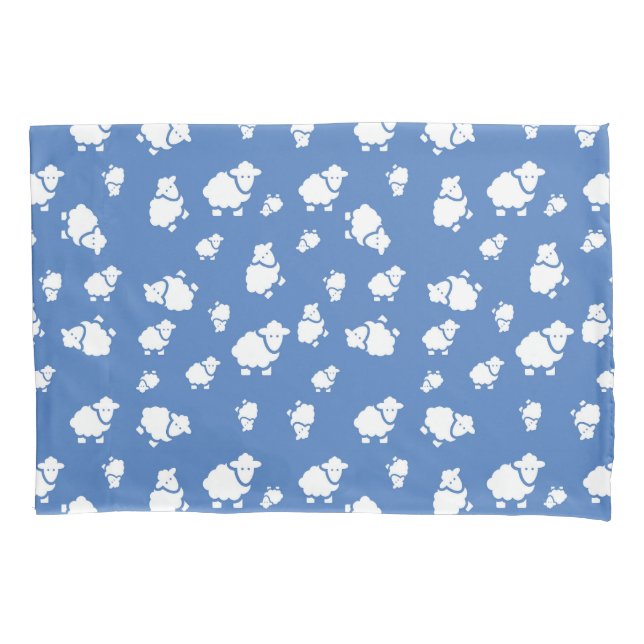 Cartoon Sheep on blue background Pillowcase (Front)