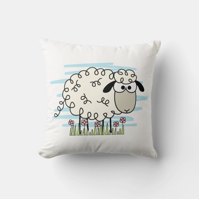 Cartoon Sheep  Throw Pillow (Front)