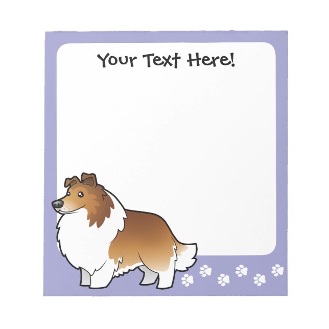 Cartoon Shetland Sheepdog / Collie Notepad (Front)