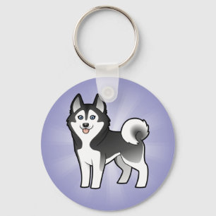 Cartoon Siberian Husky / Alaskan Malamute Keychain