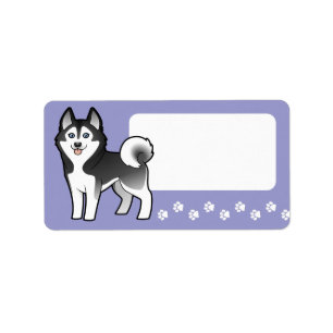 Cartoon Siberian Husky / Alaskan Malamute Label