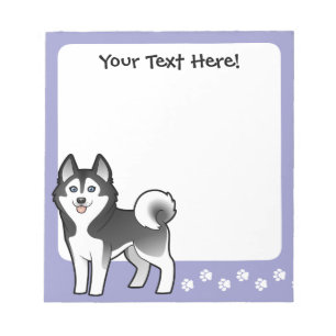 Cartoon Siberian Husky / Alaskan Malamute Notepad