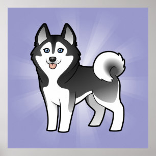 Cartoon Siberian Husky / Alaskan Malamute Poster