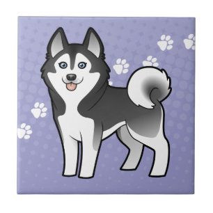 Cartoon Siberian Husky / Alaskan Malamute Tile